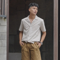 Kemeja tangan pendek kerah pantai OXCON Summer shirt Linen Look 2024