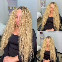 Linhua 613 Blonde Deep Wave Braiding Human Hair For Micro Crochet Boho Bohemian Braids Curly Highlight Double Drawn Bulk