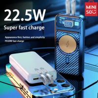 Miniso Magnetic Portable Power Bank 22.5W Wireless Fast Charging Powerbank Built-in Cable External Battery For iPhone Huawei
