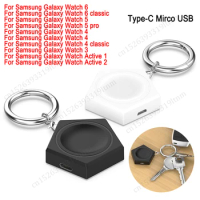 Wireless Charger Adapter Portable Keychain Type C/Micro USB For Samsung Galaxy Watch 6/6 Classic/5/5 Pro/4/3 Watch Charging Dock
