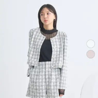 Jaket Wanita - Bobo Tokyo - Eimi Cropped Tweed Jacket Ivory