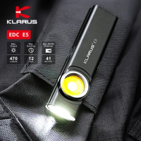 Klarus E5 EDC Rechargeable Flashlight With USB Charging LED Lantern Built-in Li-ion Battery Torch 470LM IPX4 with Tail Magnetic