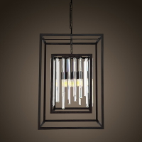 美式簡約復古框架水晶吊燈現代北歐loft工業風設計師服裝店燈具