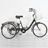 Elderly Tricycle Adult Pedal Three-wheeled Bicycle Vegetable Basket 24-inch Pedal Tricycle