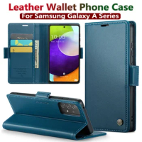 Luxury Business Leather Wallet Case for Samsung Galaxy A73 A53 A55 A50 A72 A51 A30 A14 A15 Phone Case Card Slots Flip Cover