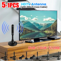 1-5PCS HDTV Antenna Indoor Amplified Digital TV Antenna Plug and Play Digital HD Freeview Aerial for Smart TV DVB-T DVB-T2 DAB
