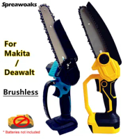 For Dewalt / Makita 18V 20V Battery Brushless Electric Chainsaw Cordless Chain Saw 6 Inch WoodworKing Pruning Garden Power Tools