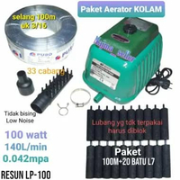PAKET AERATOR KOLAM RESUN LP-100. Power 100w, 140L/min, 0.042mpa, 33 output. Untuk Kolam bioflok pet