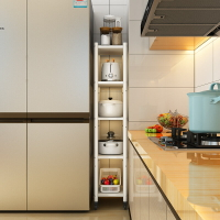 不鏽鋼廚房夾縫置物架落地多層鍋架子多功能冰箱側麵窄縫隙收納櫃
