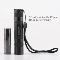 Convoy S2+ UV 365nm led flashlight ,Fluorescent agent detection,UVA 18650 Ultraviolet flashlight,with 18650 battery