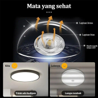 【Cod】Lampu Plafon Ruang Tamu Lampu Plafon Pvc 3 Warna 24W/36W/48W Lampu Kayu Terkendali Jauh Tamu Ka