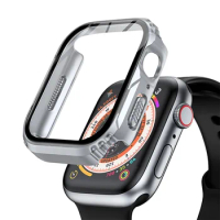 Glass+Case For Apple Watch 40mm 44mm 45mm 41mm Armor Waterproof Bumper Cover Protection Shell for iWatch Series 9 8 7 6 SE 5 4