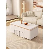 Multi-functional tea table with lifting coffee table Household small-sized lifting folding dining table Living room is luxurious