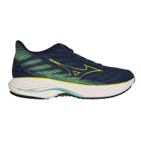 MIZUNO WAVE RIDER 28 男慢跑鞋-美津濃 運動 訓練 J1GC240308 墨藍黃綠