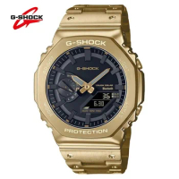 New G-SHOCK GM-2100 Series Men's Watch New Casual Fashion Waterproof Multi functional Stainless Steel Dual Screen Gold Watch