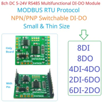 8ch DC 5-24V 2.54MM Pin RS485 Multifunctional DI-DO Module Rtu Input and Output Control PLC HMI Remote IO Expanding Board