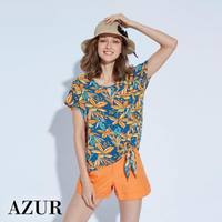 【AZUR】夏季金針花度假綁結上衣