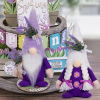 Hiasan Gnome, Gaya Musim Bunga, Hiasan Rumah Gnome Lavender, Gnome Sweden, Hadiah, Buatan Tangan, Hi