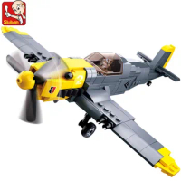 289PCS WW2 Air Force BF-109 Fighter Building Blocks Sets Military Plane Model Bricks Figures Educational Toys for Children