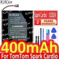 400mAh KiKiss Powerful Battery 332824 For TomTom Spark Cardio + Music/TomTom Spark 3 Cardio GPS Watch Acumulator 2-wire Plug