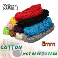 21 Color 90M 5mm 100 Yards Cotton Twisted Rope Macrame Cord DIY Handmade Crafts Woven String Braided Wire Home Textile Decor