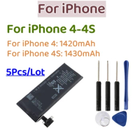 5Pcs/Lot FOR Zero-cycle High-quality Rechargeable Batterie For iPhone 4 4S iPhone 4 iPhone 4s Replacement Battery +Free Tools