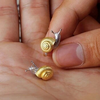 1 Pair of Gold and Silver Dual Color Snail Earrings Mollusk Earrings Insect Earrings Unique and Interesting Earring Men Jewelry