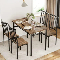 Dining Table Set, Kitchen Tables and Chairs for 4 with Wine Rack, Dining Table Set