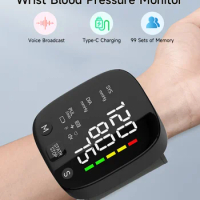 Yongrow New LED Wrist Blood Pressure Monitor Rechargeable English/Russian Voice Broadcast Sphygmomanometer Tonometer BP Monitor