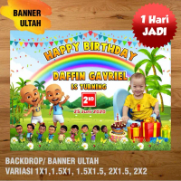 UPIN DAN IPIN BANNER/ BACKDROP/ SPANDUK ULANG TAHUN UL-TAH
