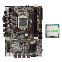 B75 BTC Mining Motherboard+I3 2120 CPU LGA1155 8XPCIE USB Adapter Support 2XDDR3 MSATA B75 USB BTC Miner Motherboard