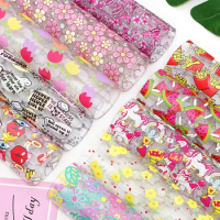 20cm*30cm Jelly Vinyl Rolls Cute Animal Flowers Pink Breast Cancer Printed PVC Fabric Leather For Bows Shoes Handbags J2308