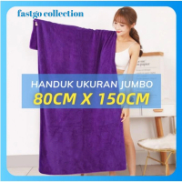 FASTGO Handuk Mandi Jumbo Handuk Dewasa Motif Polos Microfiber Uk 80X150cm Biru Pink
