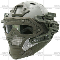 FAST PJ Armor戰術頭盔連捕食者全臉裝甲鋼絲網面罩護目鏡系統FG