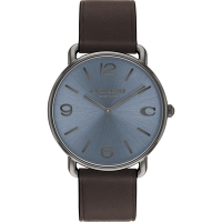 COACH Elliot C字皮帶手錶男錶 迎春好禮-灰藍面咖啡皮帶 CO14602647