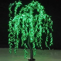 LED Willow Tree Light LED 1152pcs LEDs 2m/6.6FT Green Color Rainproof Indoor or Outdoor Use fairy garden Christmas Decoration