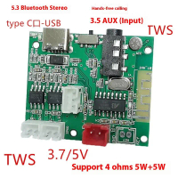 Loa đa chức năng, module Bluetooth 5.2 DIY, nguồn 5V, công suất 5W + 5W (TWS), mạch khuếch đại âm th