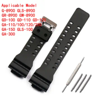 16mm rubber watch strap men's pin buckle sports waterproof silicone strap for Casio g-shock watch accessories female watch band