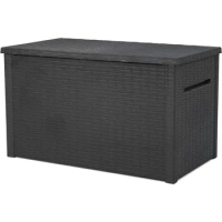 Pool Toys Organizer Box Java XXL 230 Gallon Resin Rattan Look Large Outdoor Storage Deck Box for Patio Freight Free
