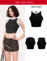 Áo ba lỗ nữ croptop vạt bầu SISTERS phối viền đen và đen viền trắng Cindy SIS-CLUB | SISTERS MALL - 