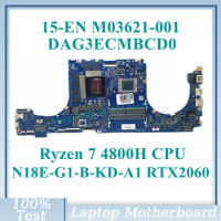 M03621-001 M03621-601 With Ryzen 7 4800H CPU DAG3ECMBCD0 For HP 15-EN Laptop Motherboard N18E-G1-B-KD-A1 RTX2060 100%Tested Good