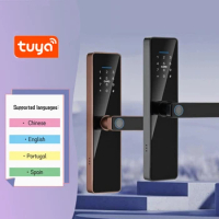 Tuya App Remote Unlock Smart Biometrics Fingerprint Lock Keyless Wifi Lock Digital Electric Lock multi language wooden door lock