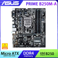 LGA 1151 motherboard ASUS PRIME B250M-A with Intel B250 chipset 4×DDR4 64GB PCI-E 3.0 2×M.2 6×SATA III 1×RJ45 Micro ATX