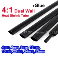 Heat Shrink Tube with Glue Adhesive Lined 4:1 Dual Wall Tubing Sleeve Wrap Wire Cable kit 4mm 6mm 8mm 12mm 16mm 20mm 24mm 32mm