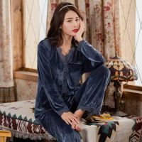 Plus Size Velvet Pajama set Flannel Warm Pajamas for Women Long Sleeve Home Suit Sleepwear Housewear Lounge Clothes 5XL