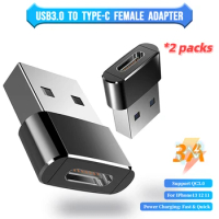 OTG Usb Type C Female To Usb A Male Adapter For Iphone 13 12 Pro Max Airpods Ipad Samsung Note S21 Charger Cable Data Converter
