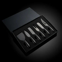 6Pcs Black Butter Knife Kitchen Tools Cake Spatula Cheese Set Cheese Tool Cheese Slicer Cutter Knife Creative Cheese Graters