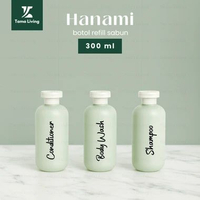 TAMA LIVING Hanami 300 ml Label Hitam Botol Refill Sabun Shampoo Botol Sabun Estetik Botol Isi Ulang