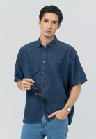 Edwin Jeans JOYRIDE - Light Blue Kemeja Denim Casual Pria Lengan Pendek SS - Top Man Shirt