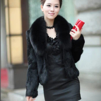 Faux Fox Fur Coat for Women, Long Sleeve, Warm, Luxury, Faux Fox Fur Collar, Topper Short Coats, Winter Fashion, New